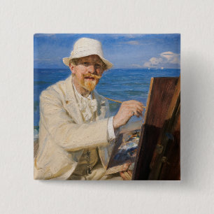 Kroyer - Selbstportrait am Strand von Skagen Button