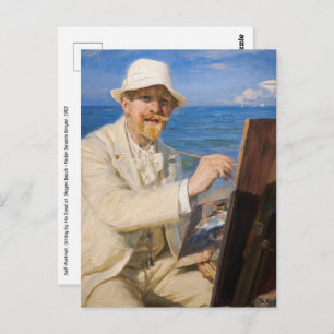 Kroyer - Selbstportrait am Strand von Skagen Postkarte