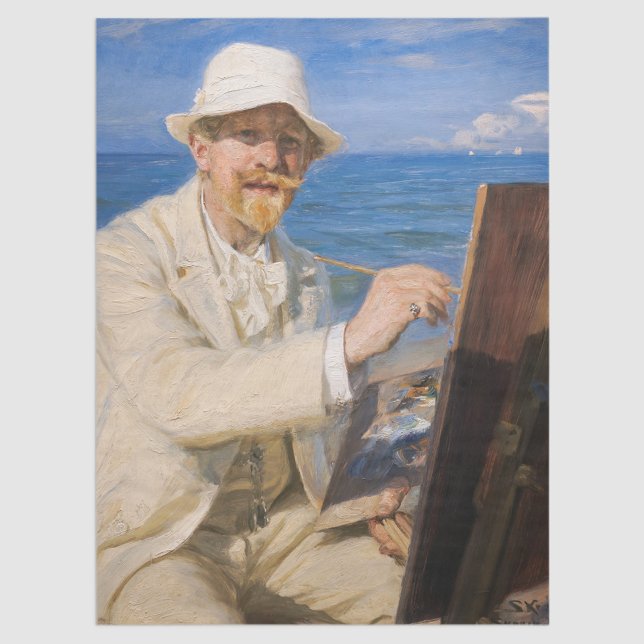 Kroyer - Selbstportrait am Strand von Skagen Seidenpapier (Von Creator hochgeladen)