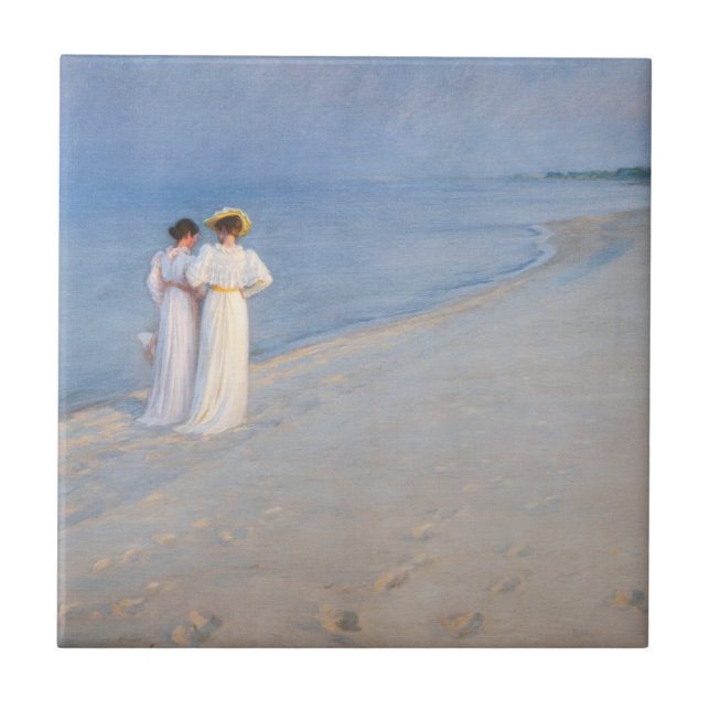 Kroyer - Sommer-Abend am Skagen Beach Fliese (Vorderseite)