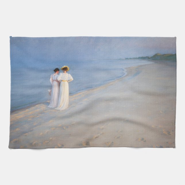 Kroyer - Sommer-Abend am Skagen Beach Geschirrtuch (Horizontal)