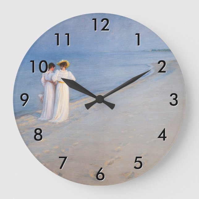 Kroyer - Sommer-Abend am Skagen Beach Große Wanduhr (Vorderseite)