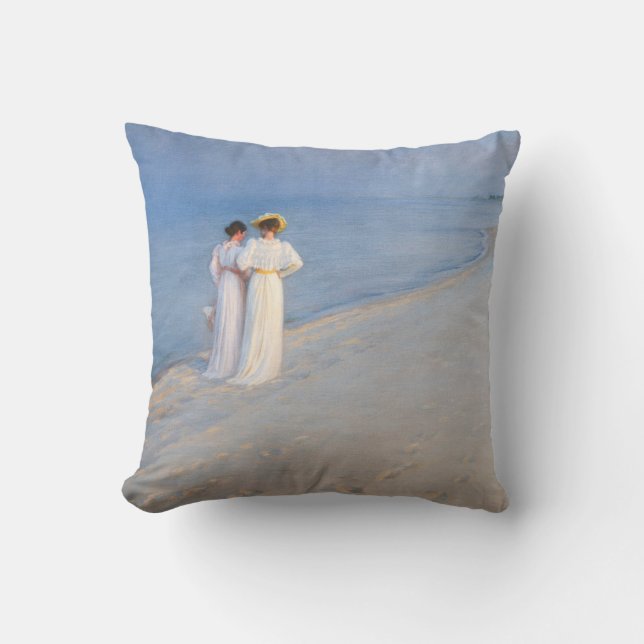 Kroyer - Sommer-Abend am Skagen Beach Kissen (Vorderseite)