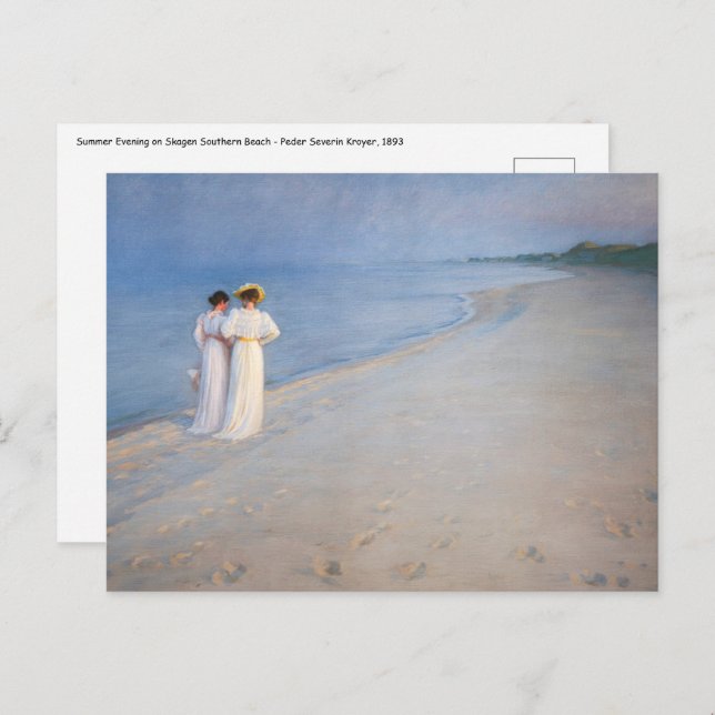 Kroyer - Sommer-Abend am Skagen Beach Postkarte (Vorne/Hinten)