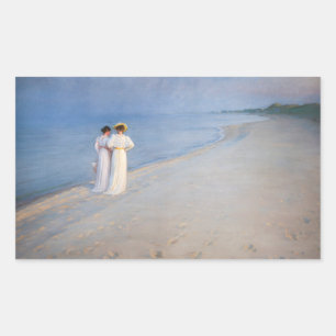 Kroyer - Sommer-Abend am Skagen Beach Rechteckiger Aufkleber
