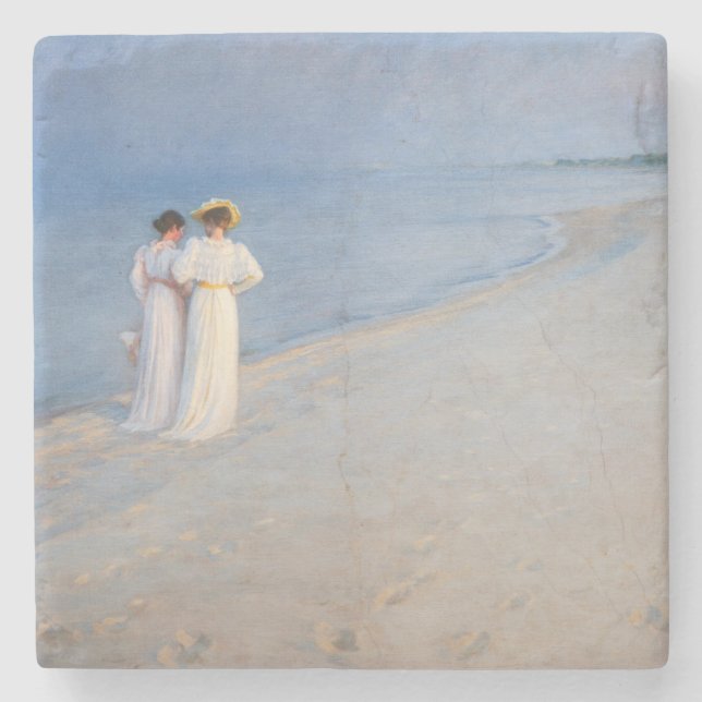 Kroyer - Sommer-Abend am Skagen Beach Steinuntersetzer (Vorderseite)
