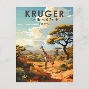 Kruger Nationalpark Südafrika Giraffe Vintag Postkarte