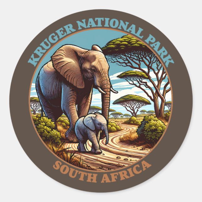 Kruger Nationalpark Südafrika Runder Aufkleber (Vorderseite)