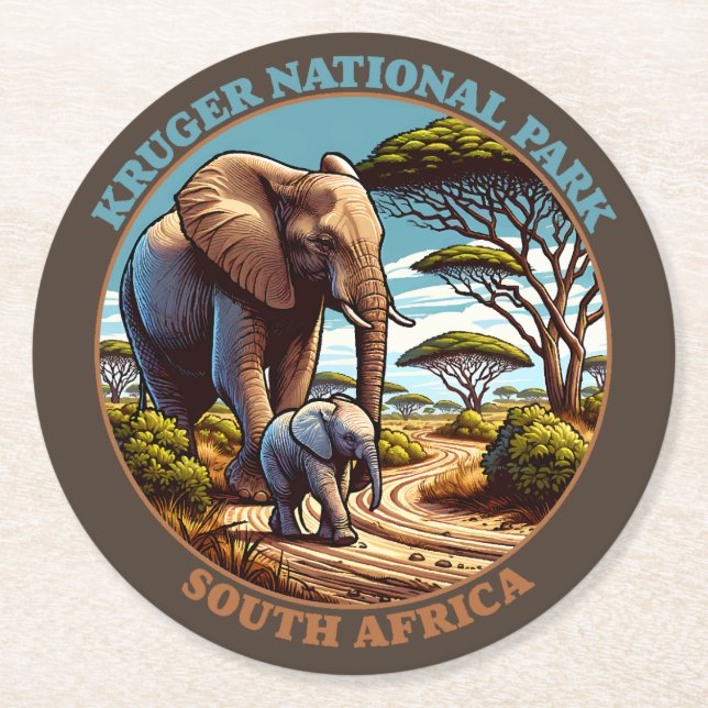 Kruger Nationalpark Südafrika Runder Pappuntersetzer (Vorderseite)