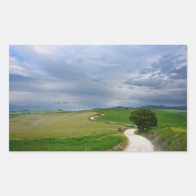 Krümmung der Straße in Richtung eines Zielmarkieru Rechteckiger Aufkleber (Vorderseite)