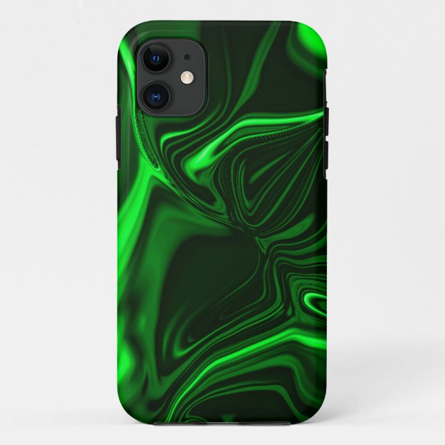 Krümmungen oder Wellen grün metallisch, tief dunke Case-Mate iPhone Hülle (Rückseite)