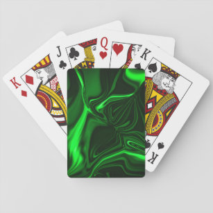 Krümmungen oder Wellen grün metallisch, tief dunke Spielkarten