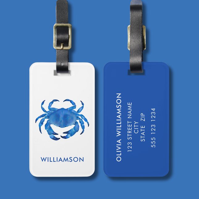 Krustacaan Gepäckanhänger (Blue crab crustacean personalized luggage tag)