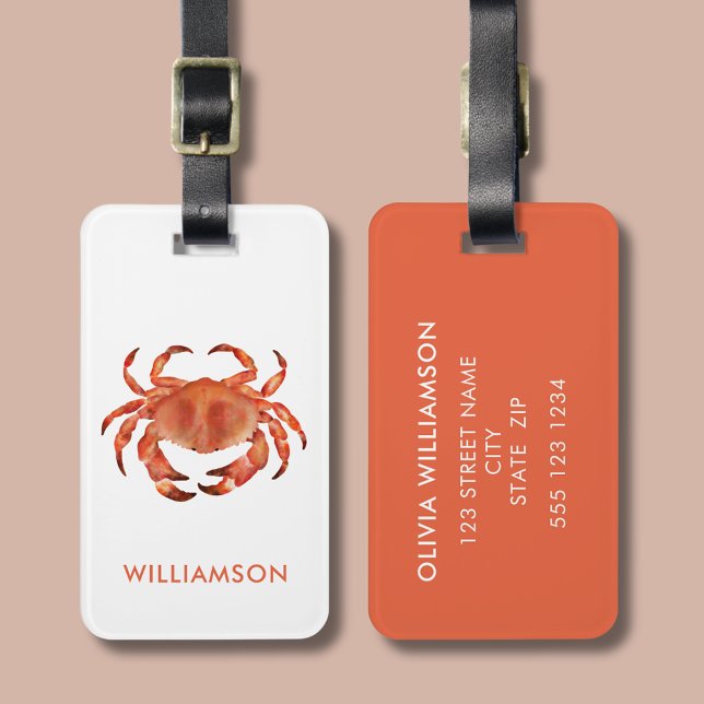 Krustentiere Gepäckanhänger (Brown crab crustacean personalized luggage tag)