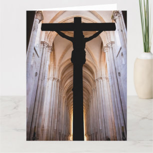 Kruzifix mit Jesus Christus. Gothic Alcobaca Abbey Dankeskarte