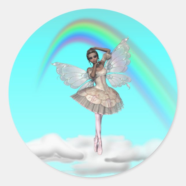 KRW Ballerina Fee Runder Aufkleber (Vorderseite)