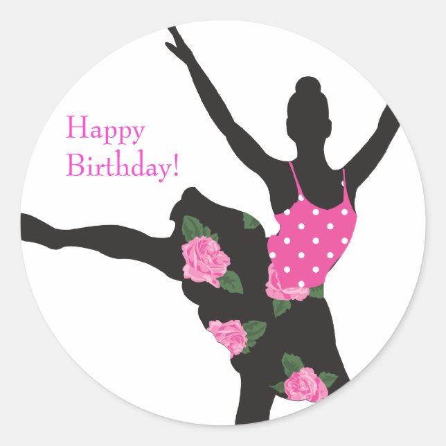 KRW Ballerina Rose Happy Birthday Sticker (Vorderseite)