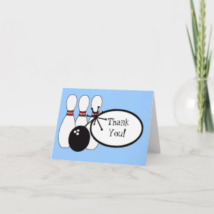 KRW Blue Bowling Thank You Card Dankeskarte