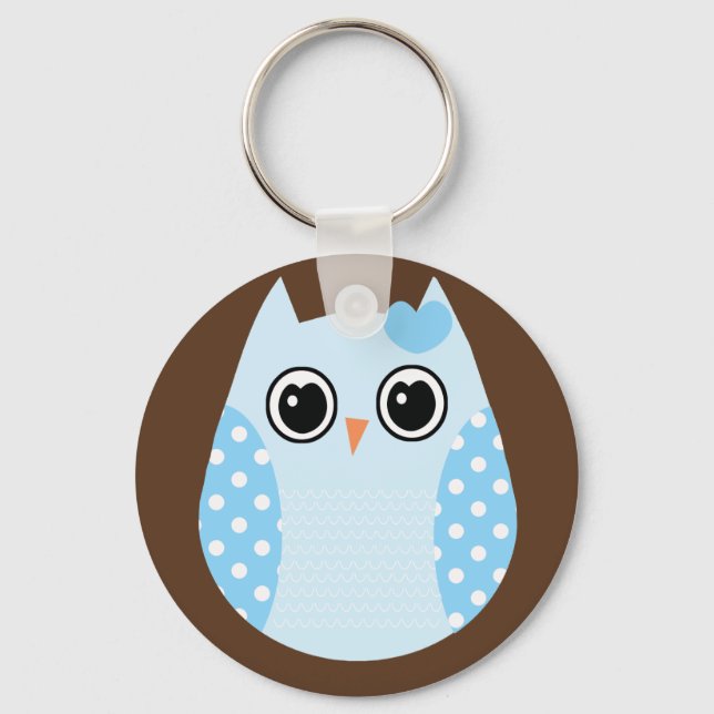 KRW Blue Polka Dot Owl Schlüsselanhänger Gefallen (Vorderseite)