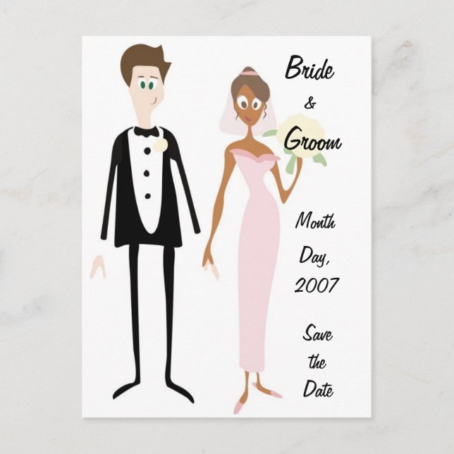 KRW Bridge & Groom Save the Date Postkarte (Vorderseite)