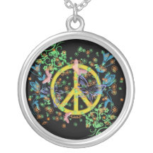 KRW Butterfly Peace Sign Sterling Silver Necklace