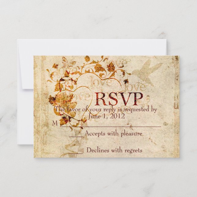 KRW Corinthians Liebe ist: Wedding RSVP Ecru Karte (Vorderseite)