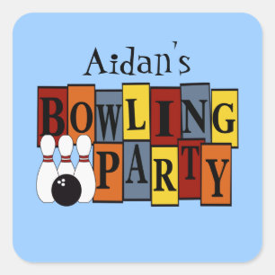 KRW Custom Bowling Birthday Party Quadratischer Aufkleber