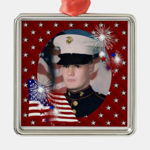 KRW Custom Foto Patriotic USA Flag Ornament Aus Metall