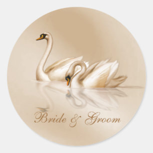 KRW Custom Graceful Swans Wedding Runder Aufkleber