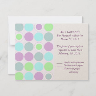 KRW Custom Modern Spots Bat Mitzvah Response Card RSVP Karte