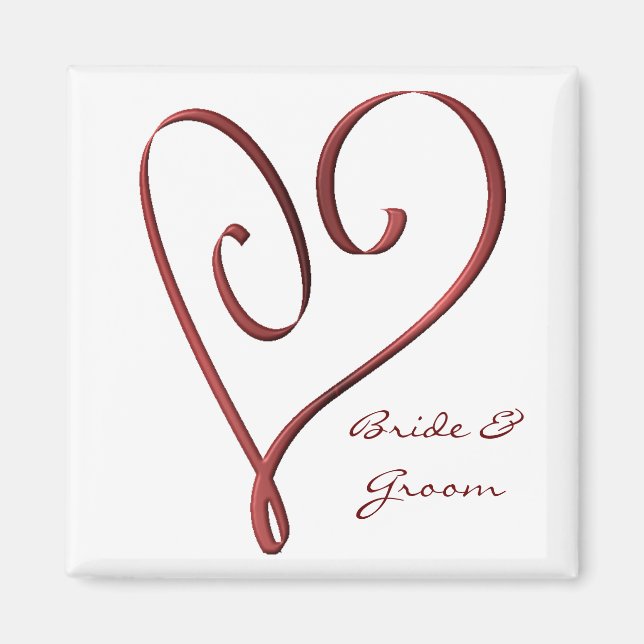 KRW Custom Stylized Red Heart Gastgeschenk Hochzei Magnet (Vorne)
