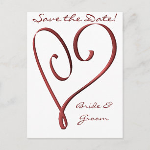 KRW Custom Stylized Red Heart Save the Date Ankündigungspostkarte