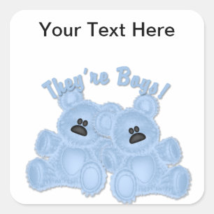 KRW Das sind Boys Twin Blue Teddy Bärenaufkleber Quadratischer Aufkleber