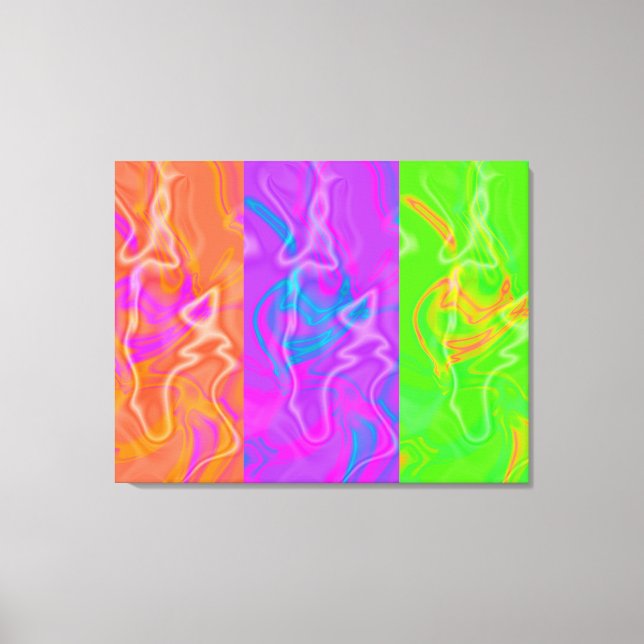 KRW Electric Funk Abstrakt Art Triptych Leinwand (Vorderseite)