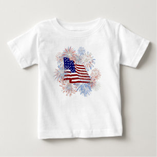 KRW-Flagge-Feuerwerke patriotisch Baby T-shirt