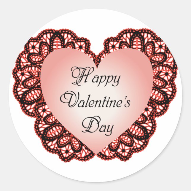 KRW Frilly Happy Valentine's Day Stickers (Vorderseite)