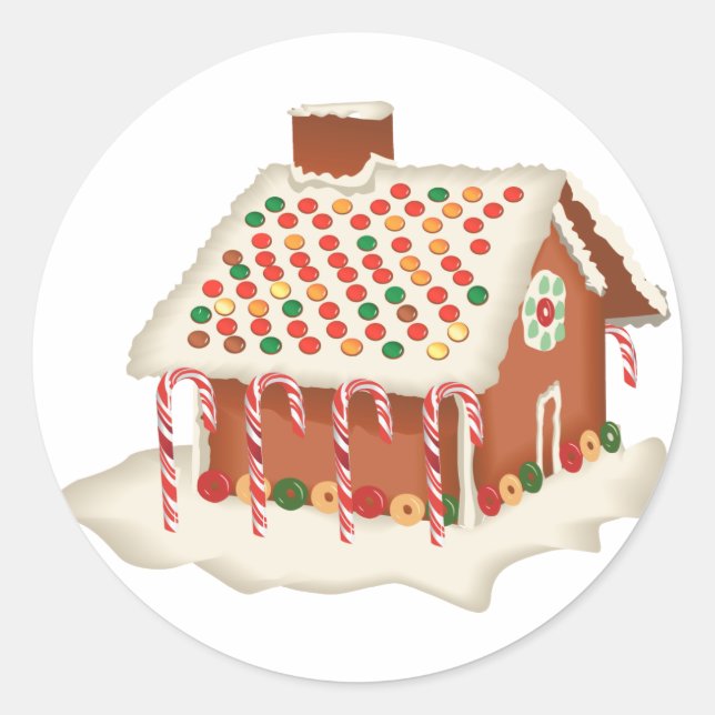 KRW Gingerbread House Holiday Runder Aufkleber (Vorderseite)