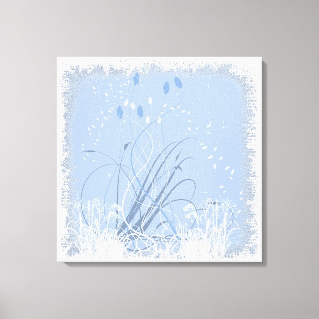 KRW Grunge in blau ummantelte Canvas Leinwanddruck (Vorderseite)