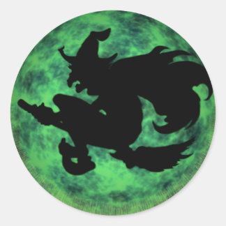 KRW Halloween Moon Witch Shadow Runder Aufkleber