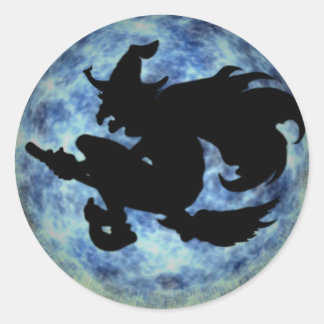 KRW Halloween Moon Witch Shadow Runder Aufkleber
