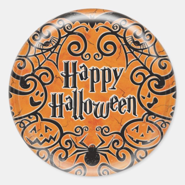 KRW Happy Halloween Scroll Design Sticker (Vorderseite)