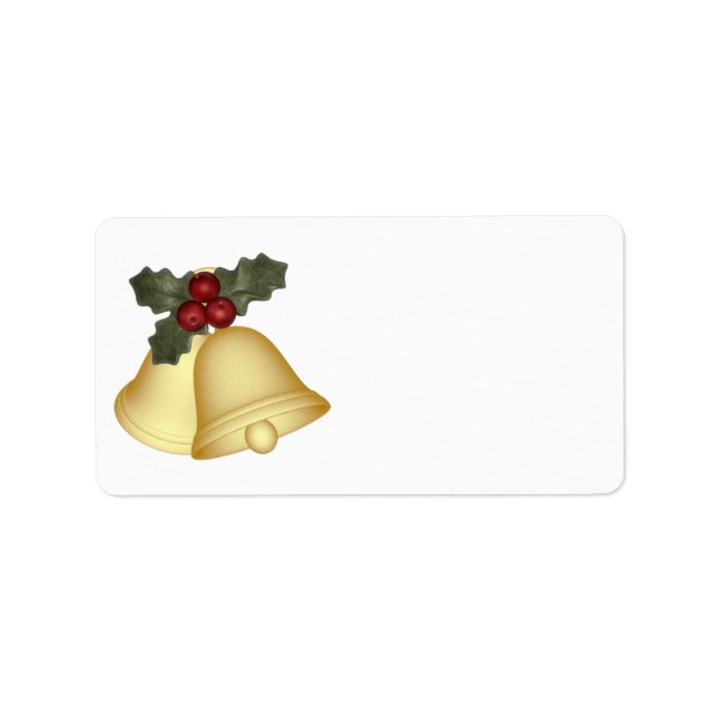 KRW Holly Bells Christmas Blank Address Label Adressaufkleber (Vorne)