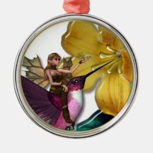 KRW-Kolibri-Feen-Verzierung Silbernes Ornament