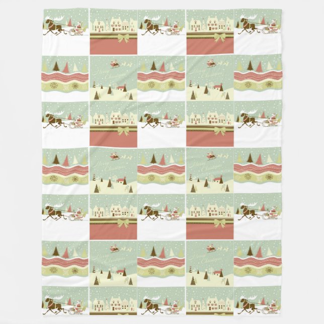 KRW-Land-Weihnachtsdorf-Collagen-Decke Fleecedecke (Vorderseite)
