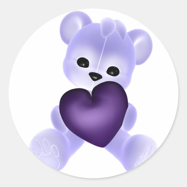 KRW Lila Teddy Runder Aufkleber (Vorderseite)