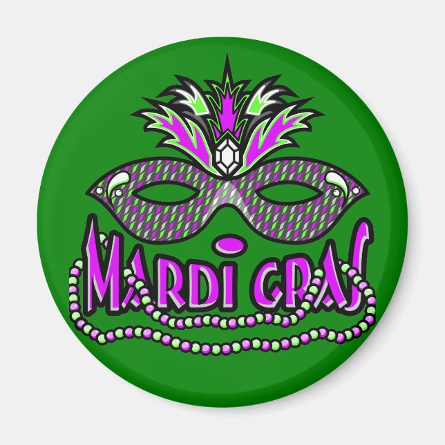 KRW Mardi Gras Mask and Beads Magnet (Vorne)