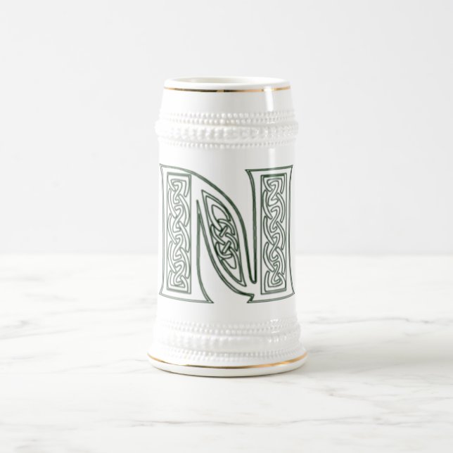 KRW - N - Keltischer mit Monogramm Stein Bierglas (Mittel)