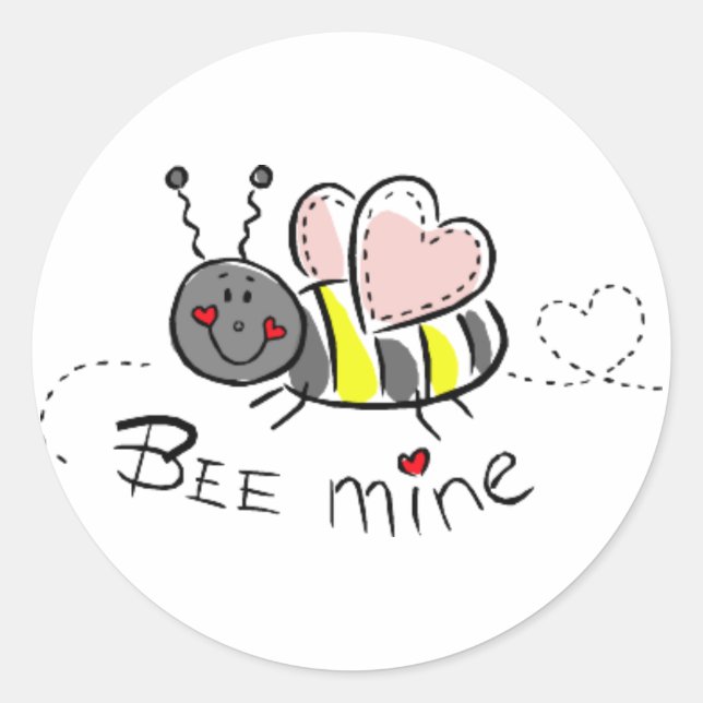 KRW Niedlich Bee Mine Valentine Runder Aufkleber (Vorderseite)