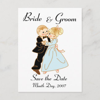KRW Niedlich Bridge & Groom Save the Date Custom P Ankündigungspostkarte
