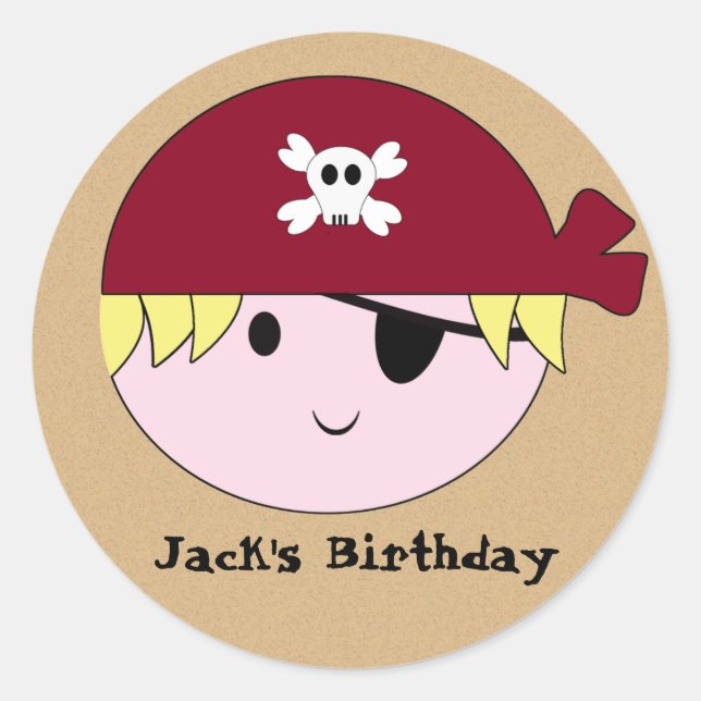 KRW Niedlich Custom Pirate Birthday Stickers (Vorderseite)